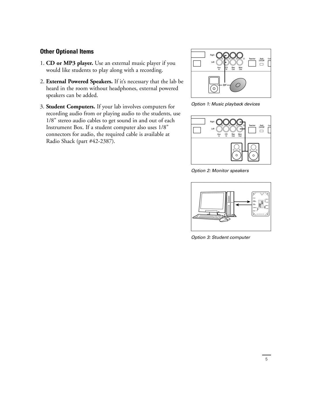 Yamaha LC3, Yamaha Music Lab manual Other Optional Items 