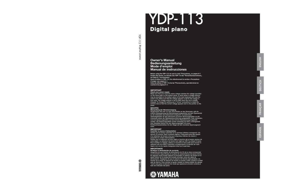 Yamaha owner manual YDP-113Digital piano 