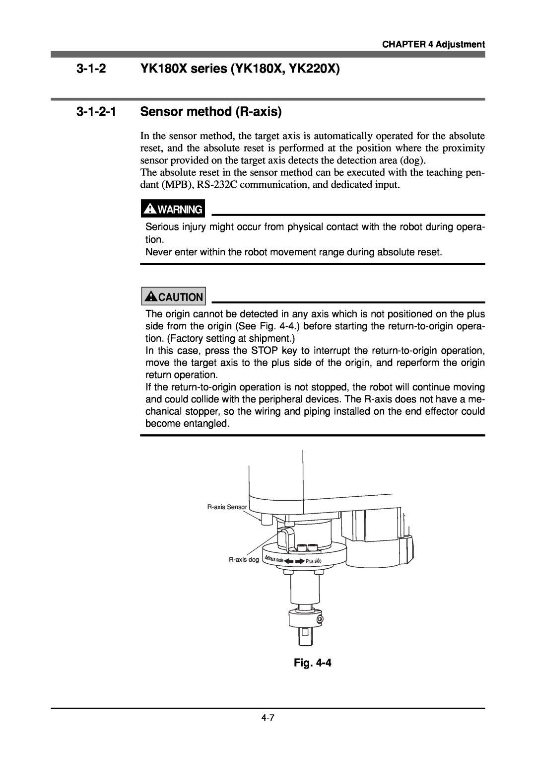 Yamaha YK120X owner manual 3-1-2 YK180X series YK180X, YK220X 3-1-2-1 Sensor method R-axis, side 