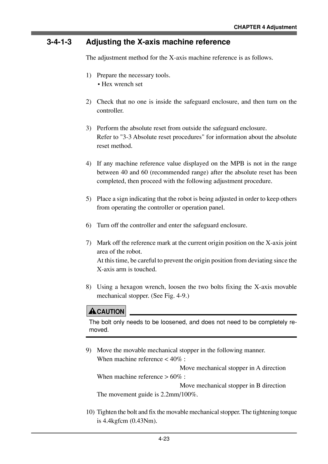 Yamaha YK120X, YK180X owner manual Adjusting the X-axis machine reference 