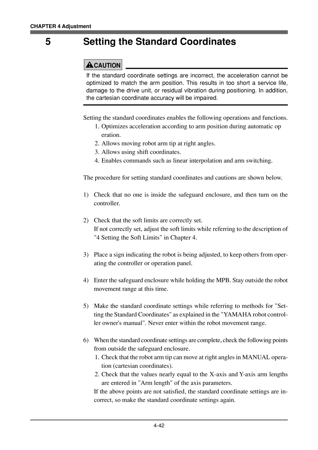 Yamaha YK180X, YK120X owner manual Setting the Standard Coordinates 