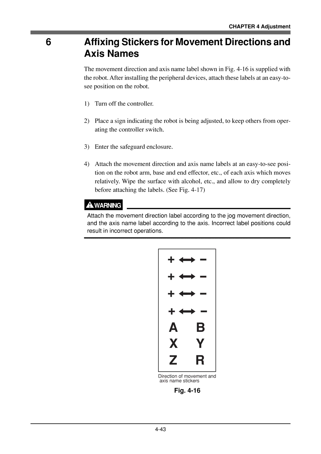 Yamaha YK120X, YK180X owner manual Affixing Stickers for Movement Directions and Axis Names 