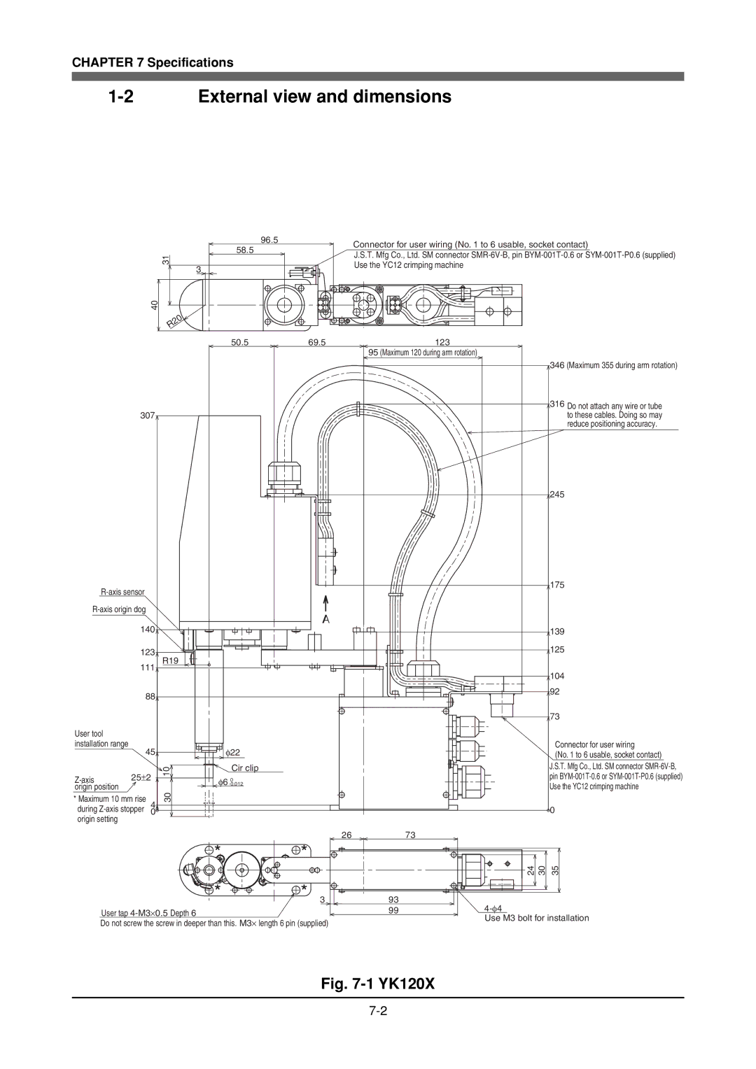 Yamaha YK180X owner manual External view and dimensions, YK120X 