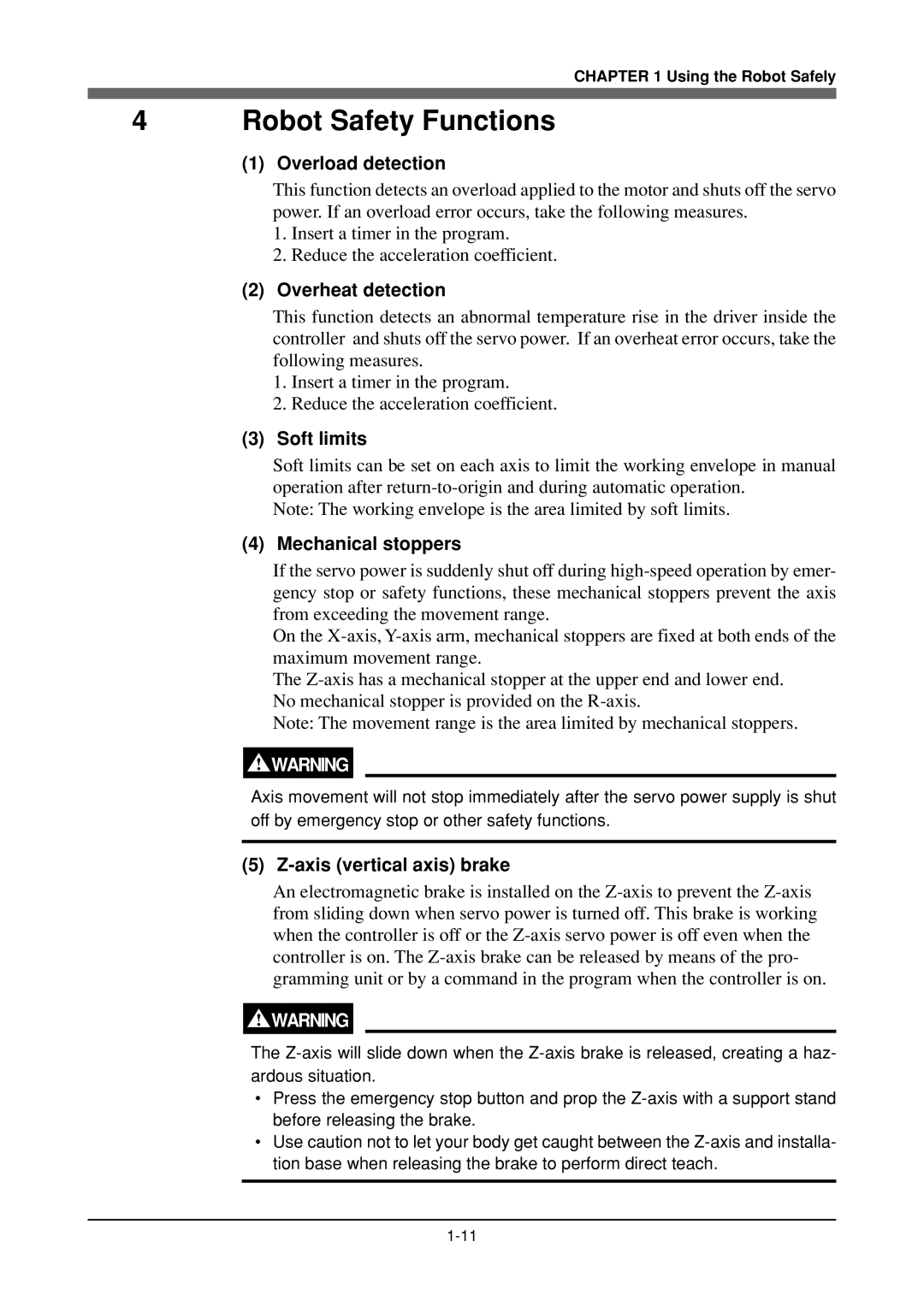 Yamaha YK120X, YK180X owner manual Robot Safety Functions 