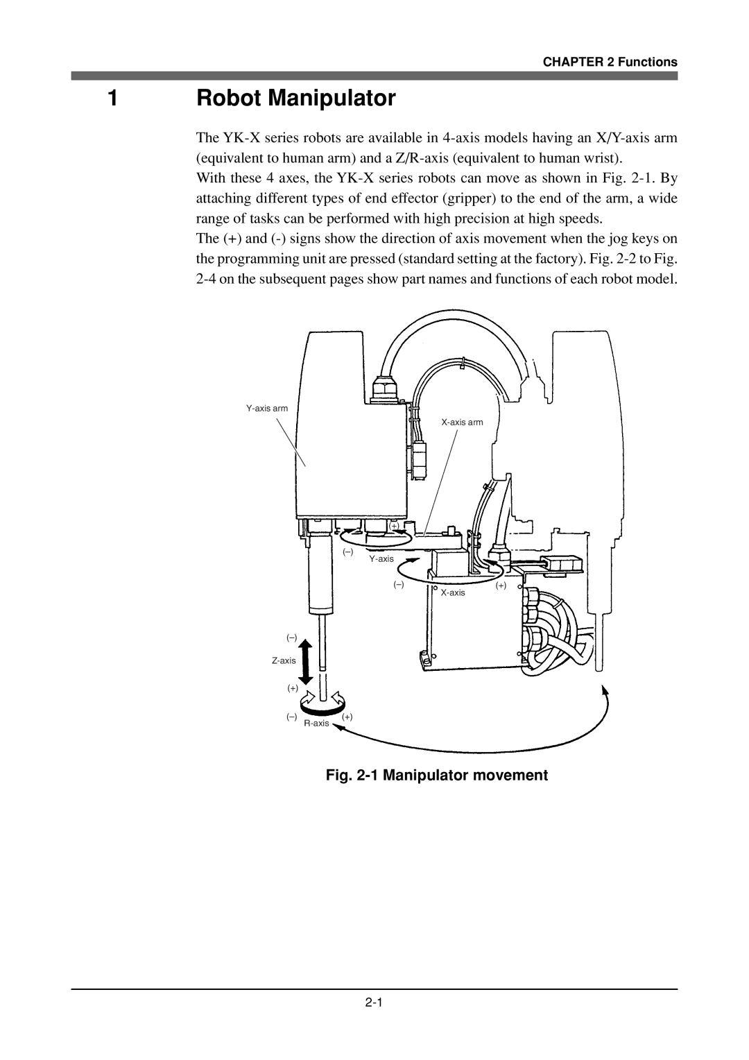 Yamaha YK120X, YK180X owner manual Robot Manipulator, Manipulator movement 