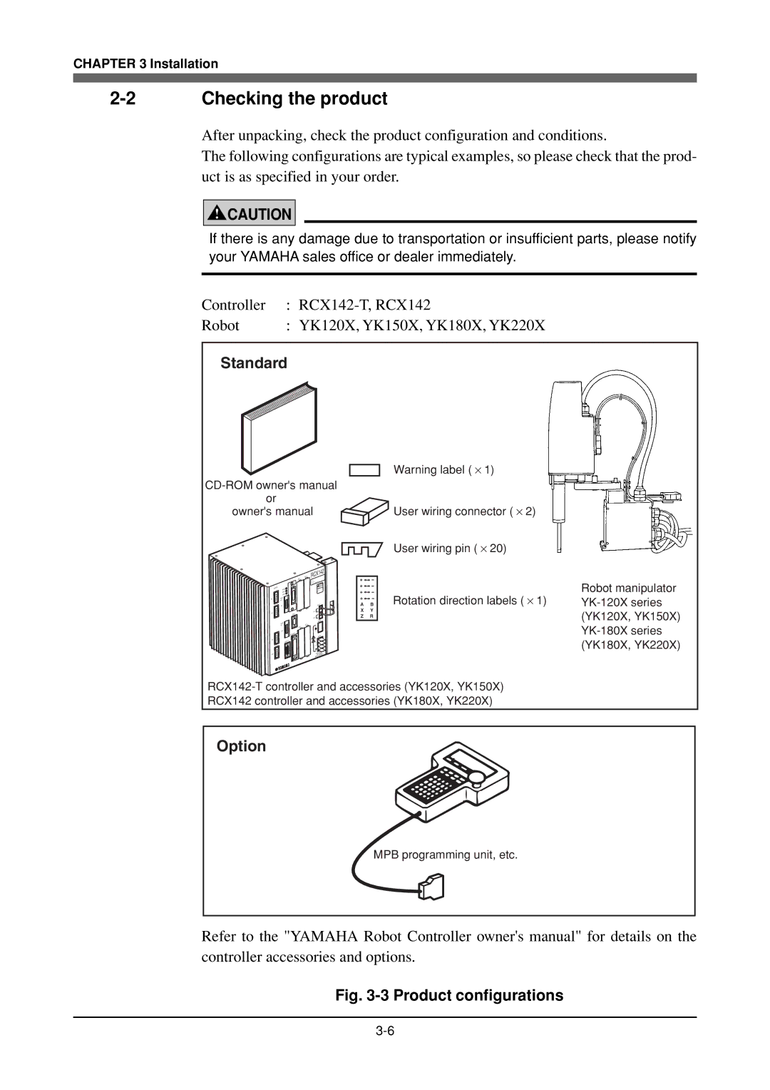 Yamaha YK180X, YK120X owner manual Checking the product, Product configurations 