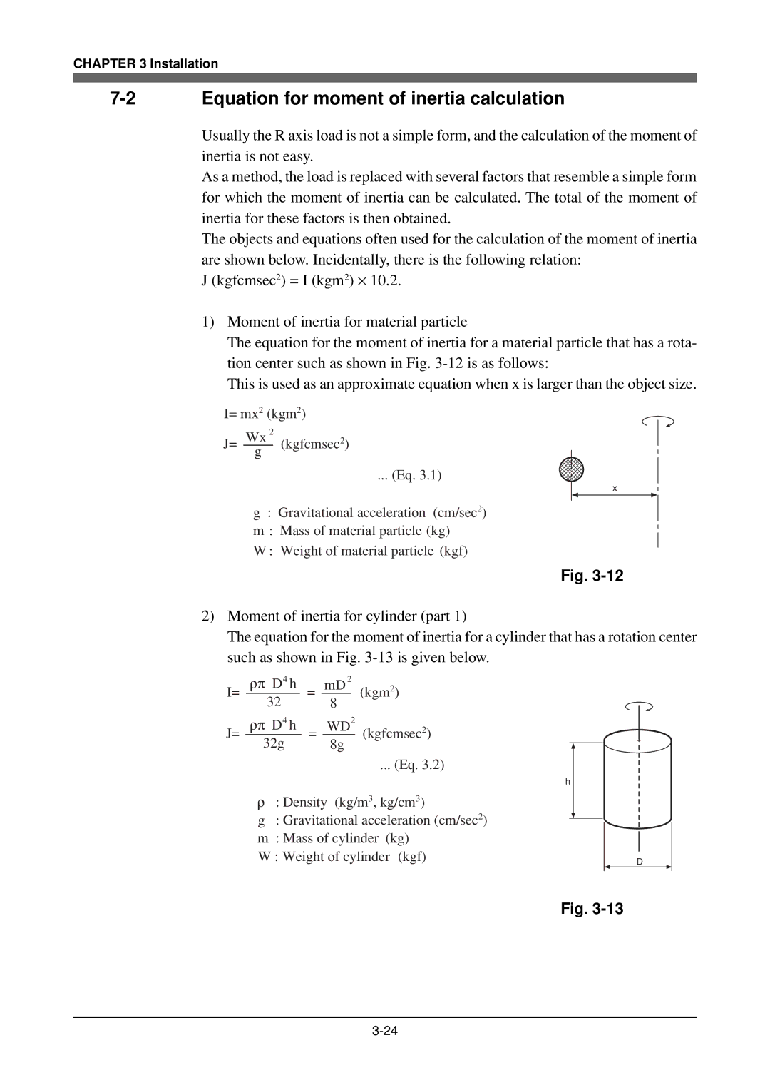 Yamaha YK180X, YK120X owner manual Equation for moment of inertia calculation 