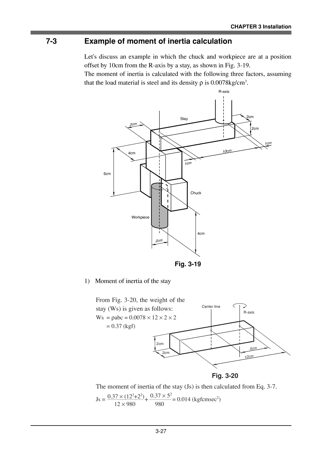 Yamaha YK120X, YK180X owner manual Example of moment of inertia calculation 