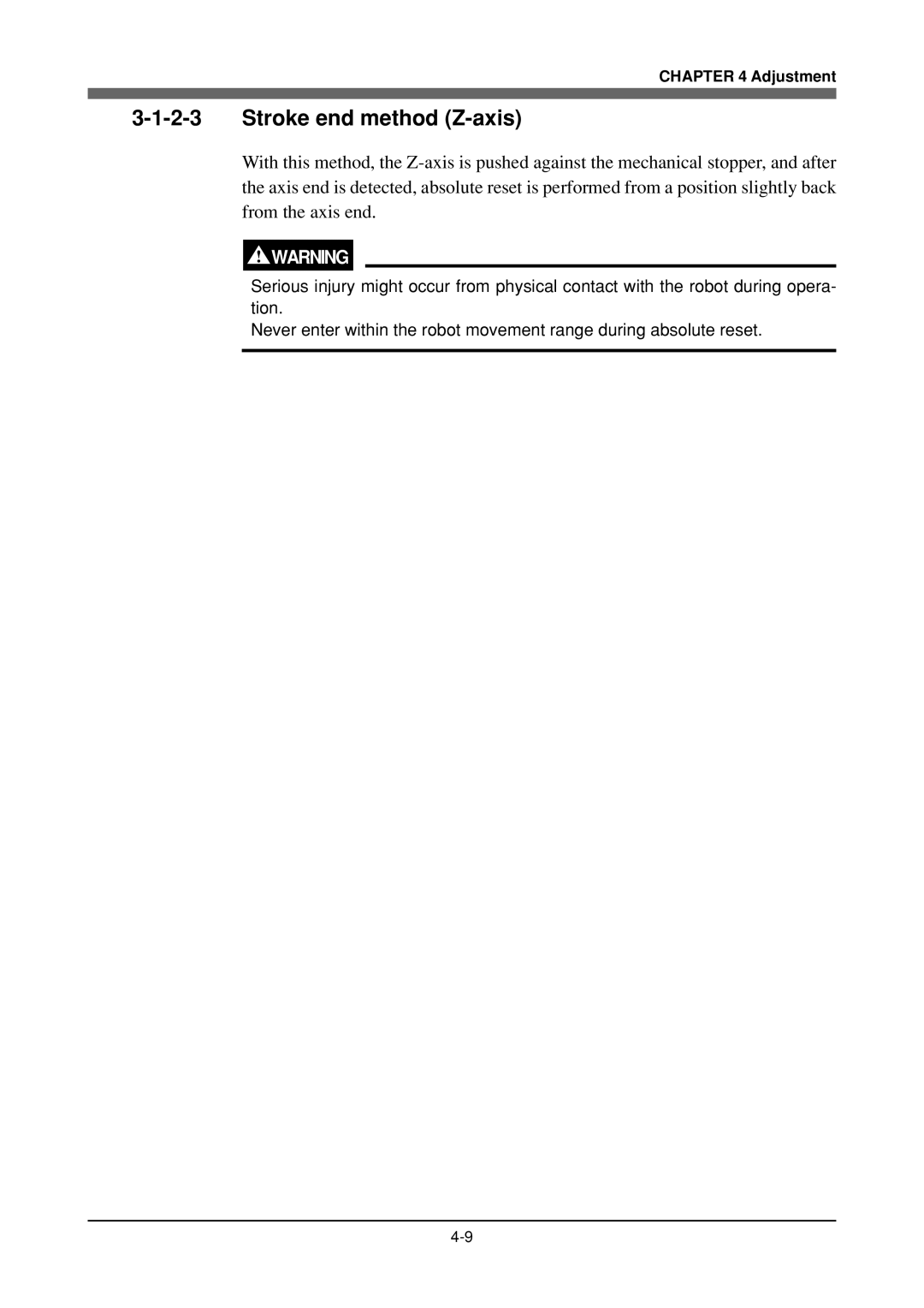 Yamaha YK120X, YK180X owner manual Stroke end method Z-axis 