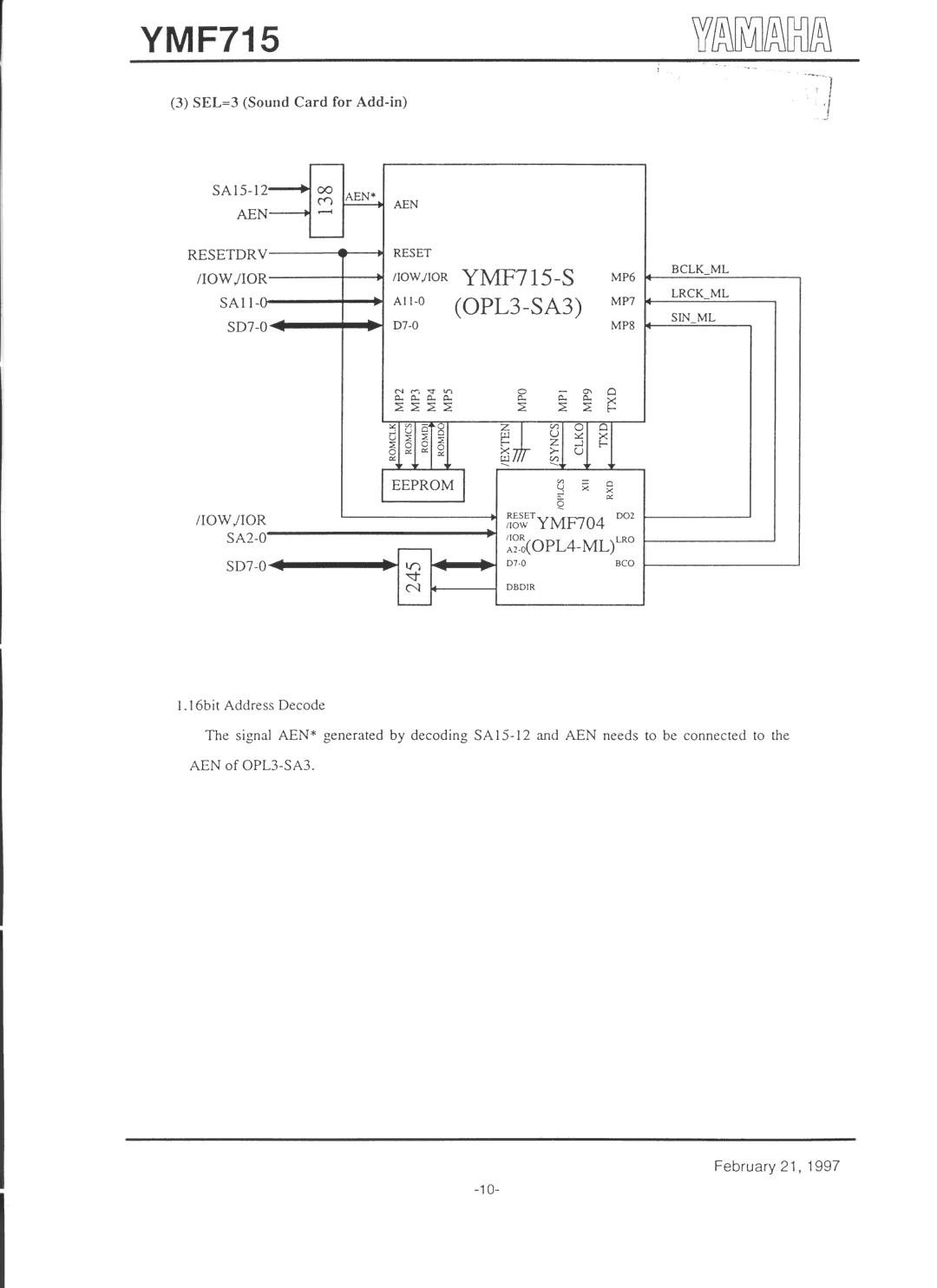 Yamaha YMF715 manual 