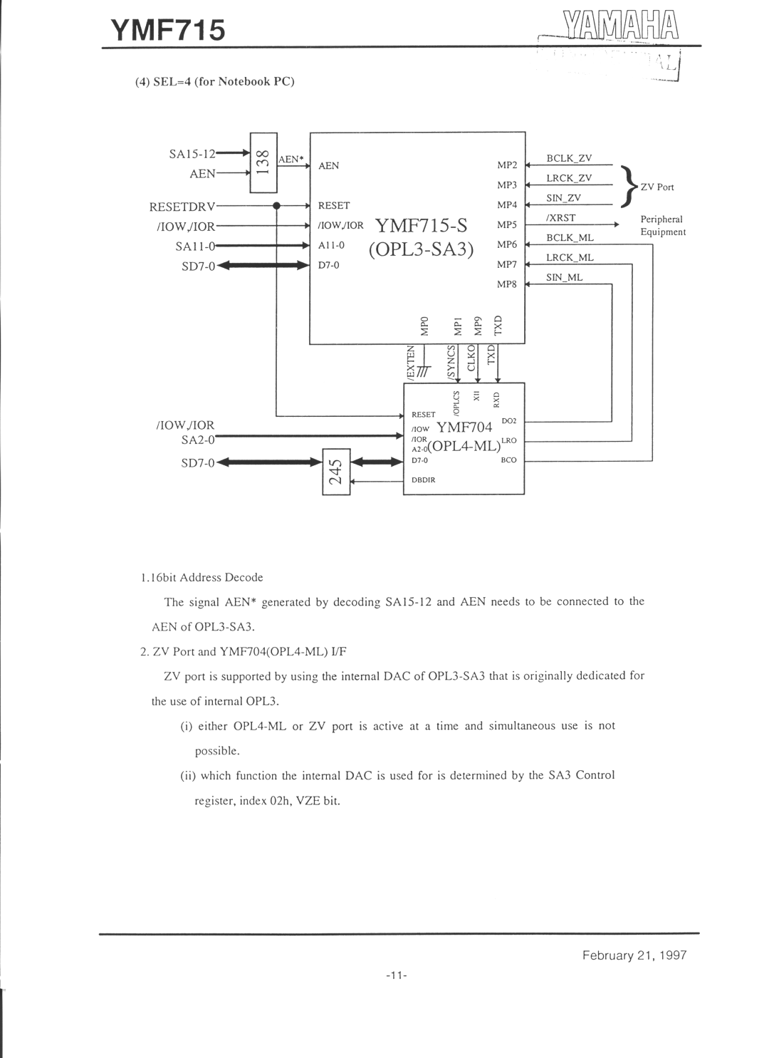 Yamaha YMF715 manual 