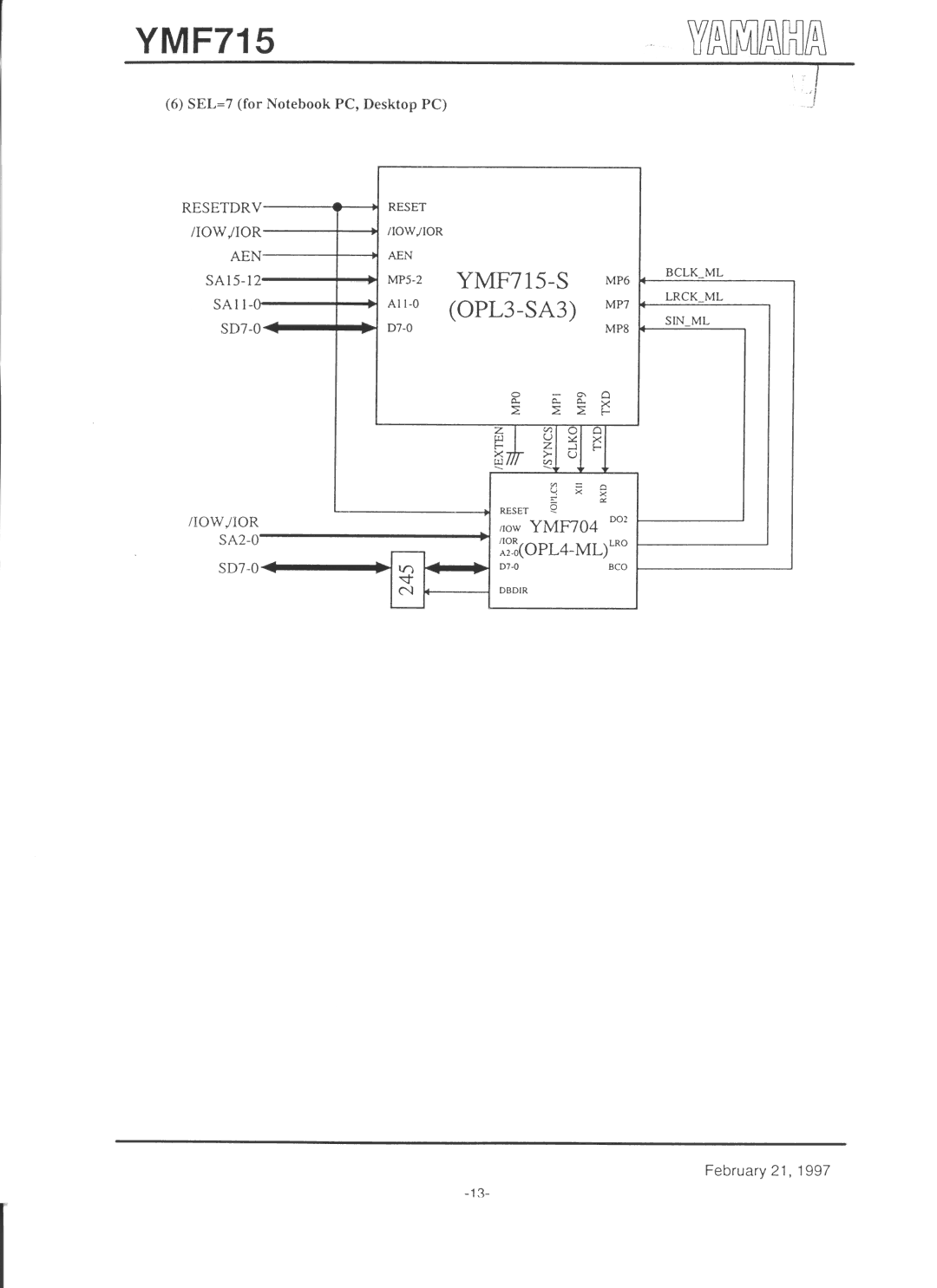 Yamaha YMF715 manual 