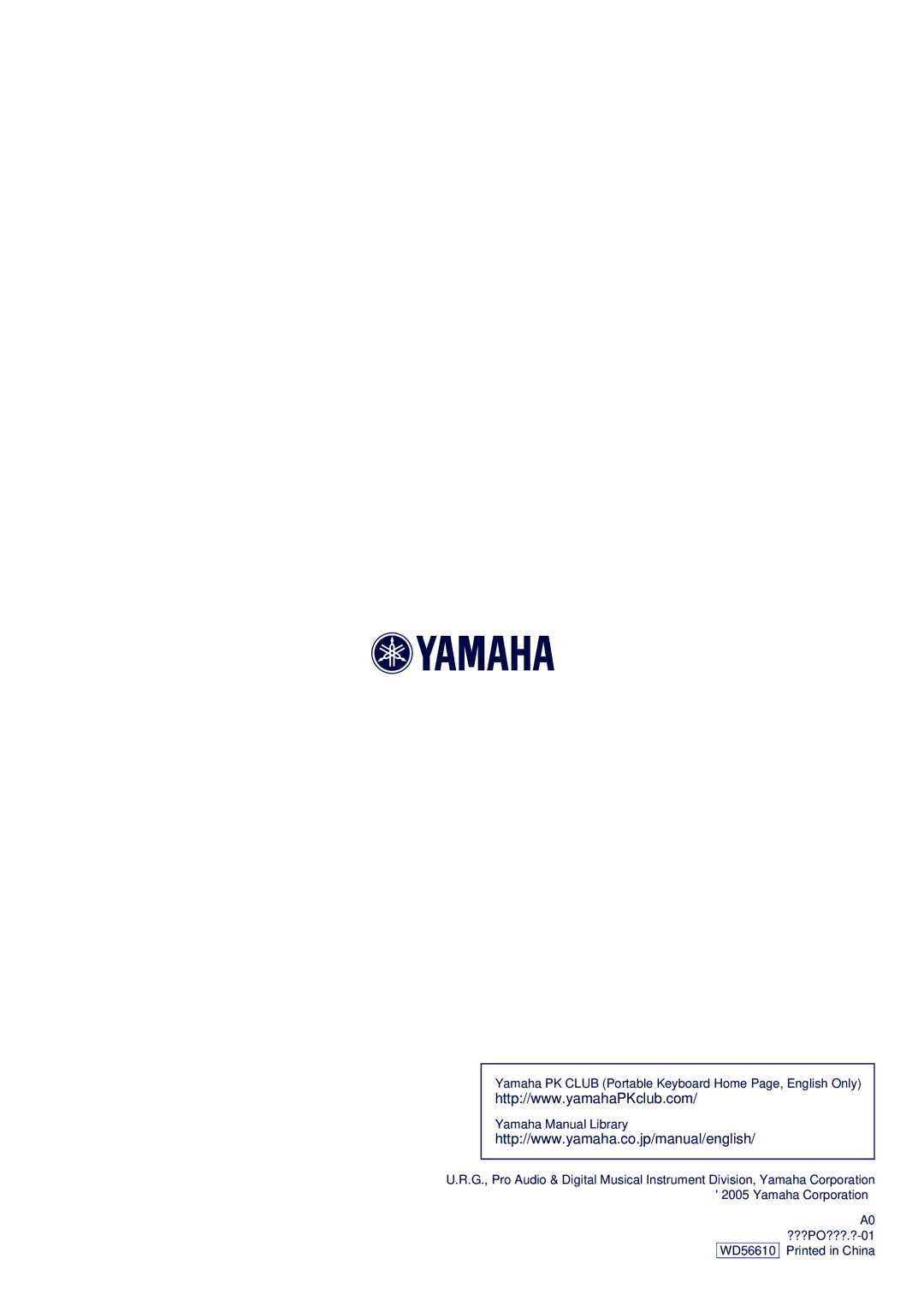 Yamaha YPT-300, PSR-E303 owner manual WD56610 