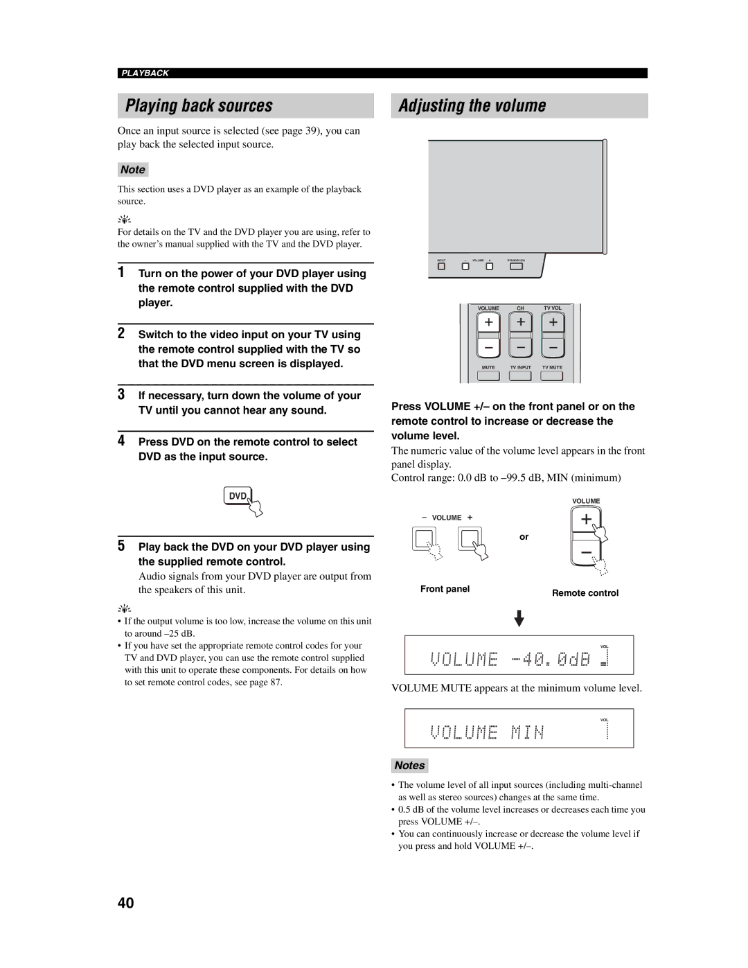 Yamaha YSP-1000 owner manual Playing back sources 