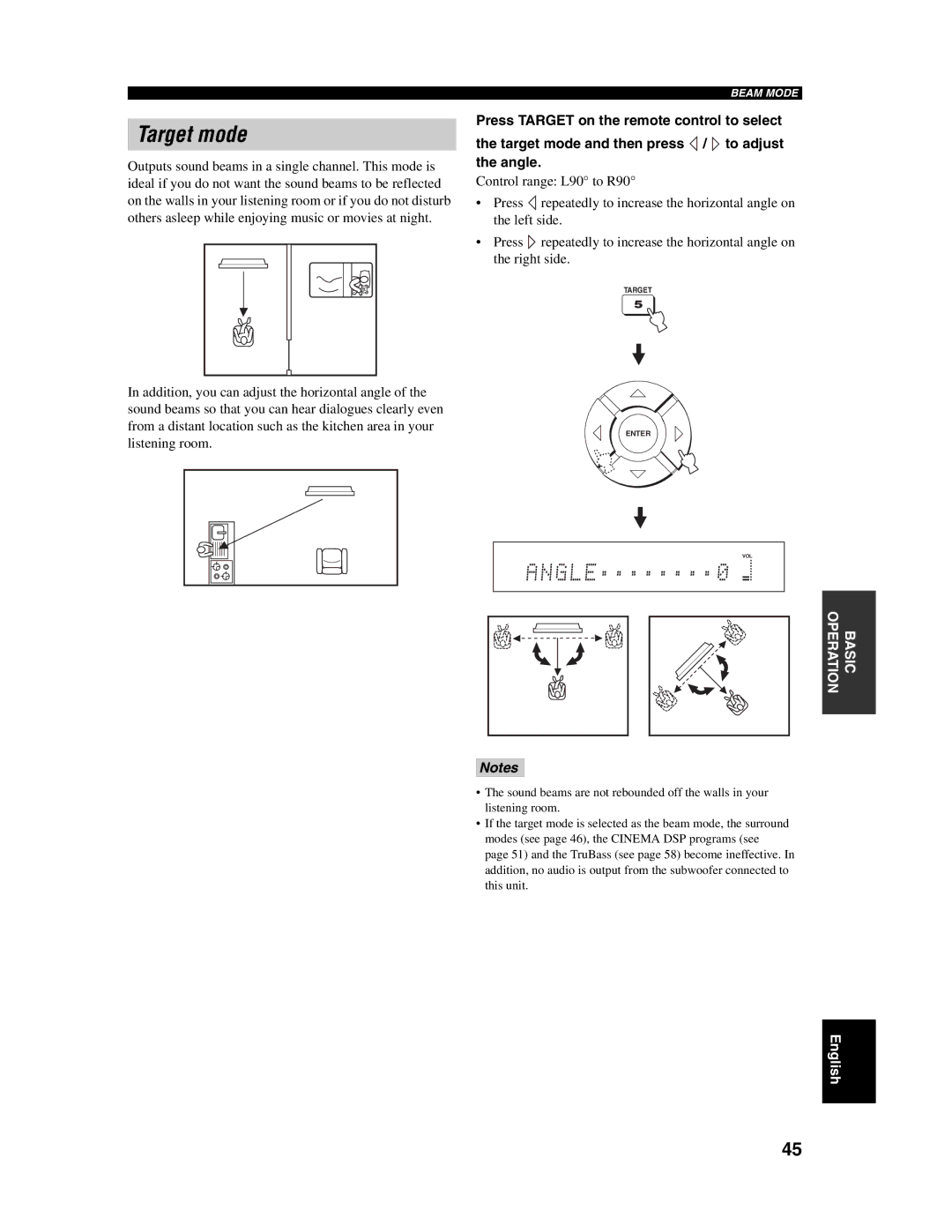 Yamaha YSP-1000 owner manual Target mode 