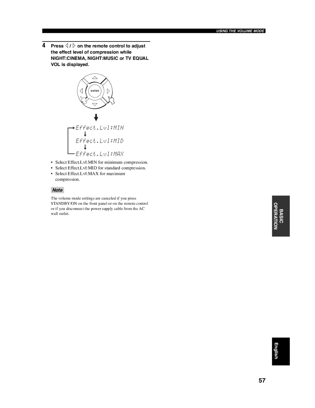 Yamaha YSP-1000 owner manual Effect.LvlMIN Effect.LvlMID Effect.LvlMAX 