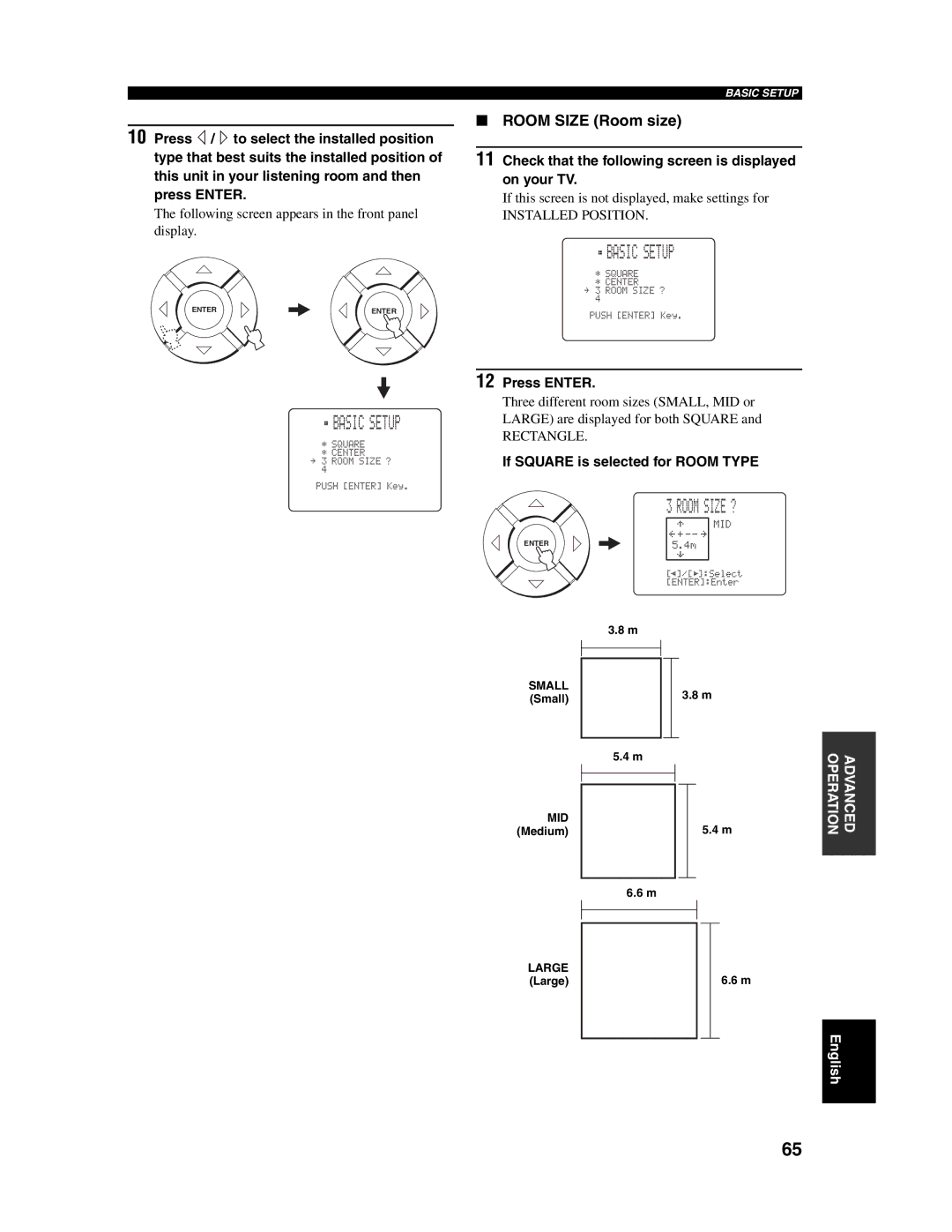 Yamaha YSP-1000 owner manual Room Size ?, Room Size Room size, Small Small MID Medium Large Large 