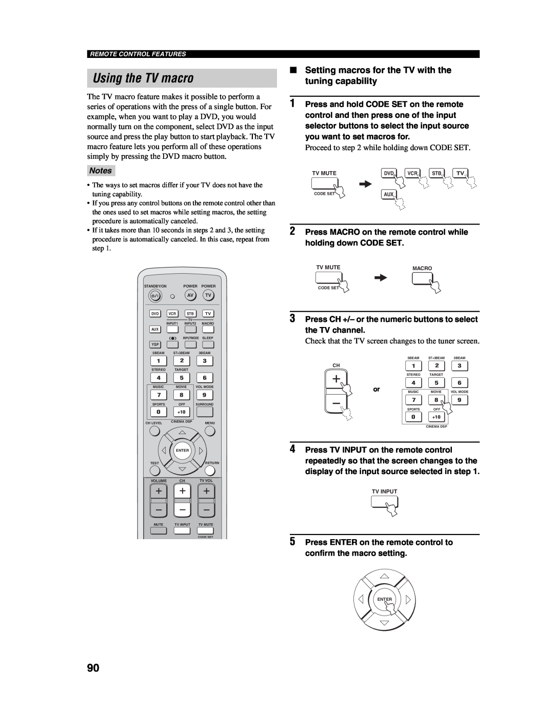 Yamaha YSP-1000 owner manual Using the TV macro 