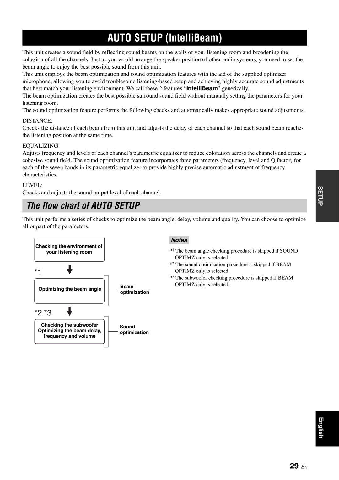 Yamaha YSP-1100 owner manual Flow chart of Auto Setup, 29 En 