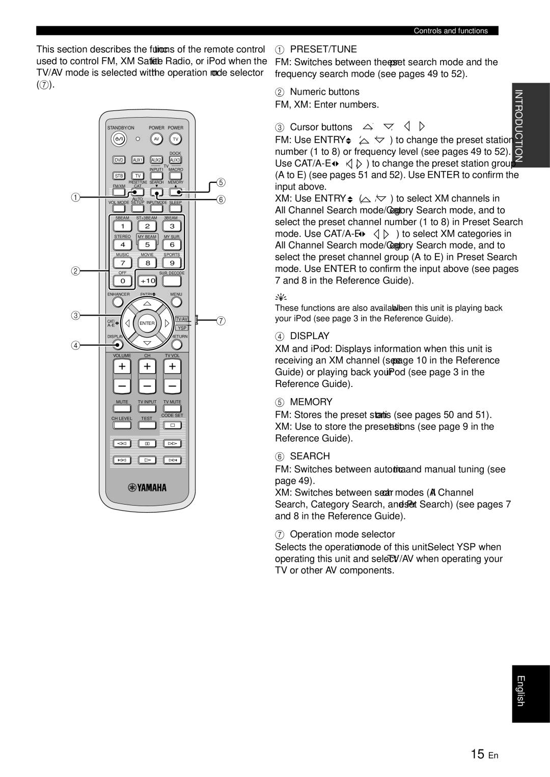 Yamaha YSP-3000 owner manual 15 En, Cursor buttons 