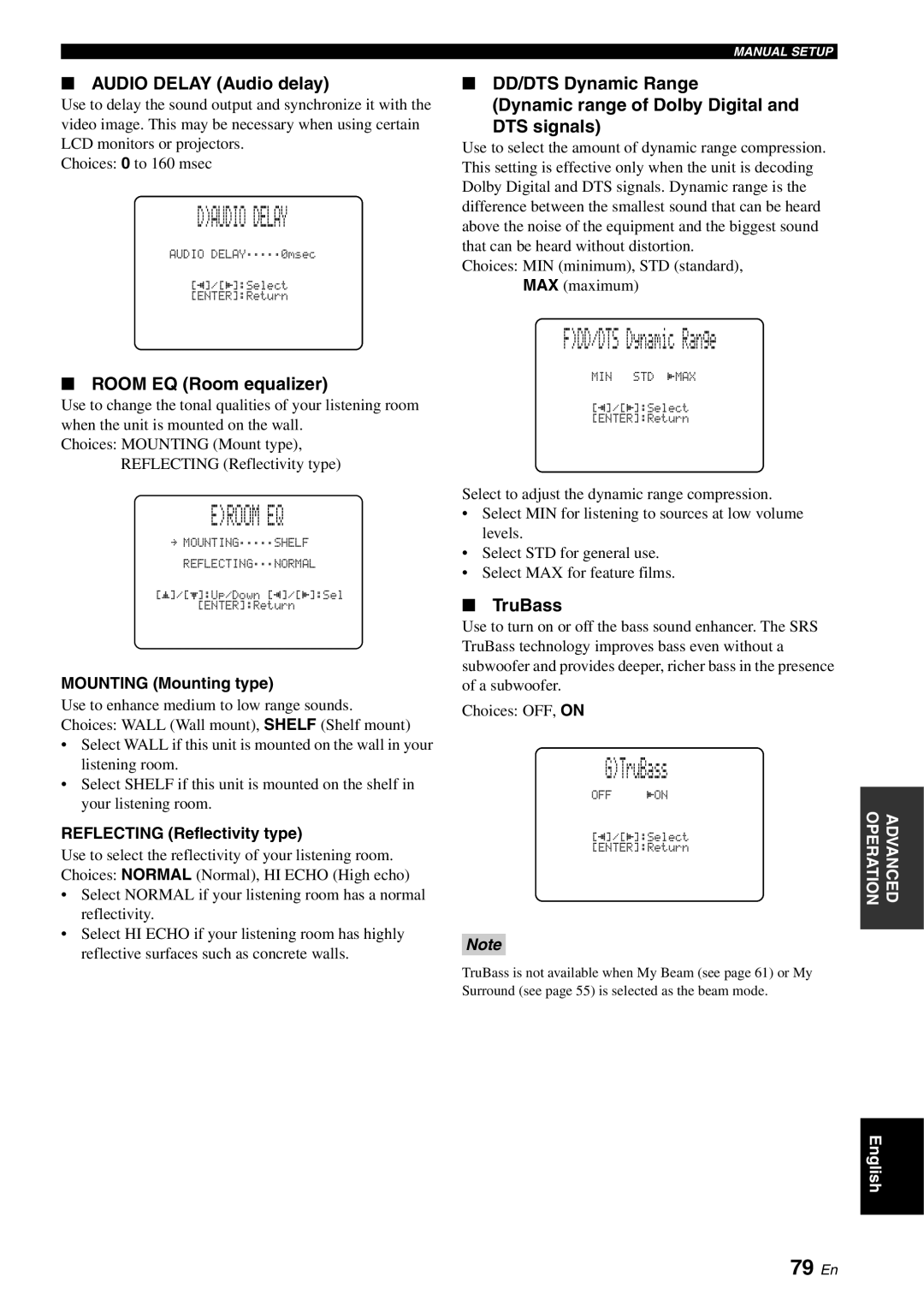 Yamaha YSP-3000 owner manual Daudio Delay, Eroom EQ, 79 En 