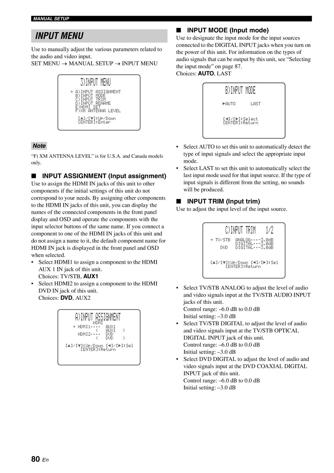 Yamaha YSP-3000 owner manual 3INPUT Menu, Binput Mode, Ainput Assignment, 80 En 