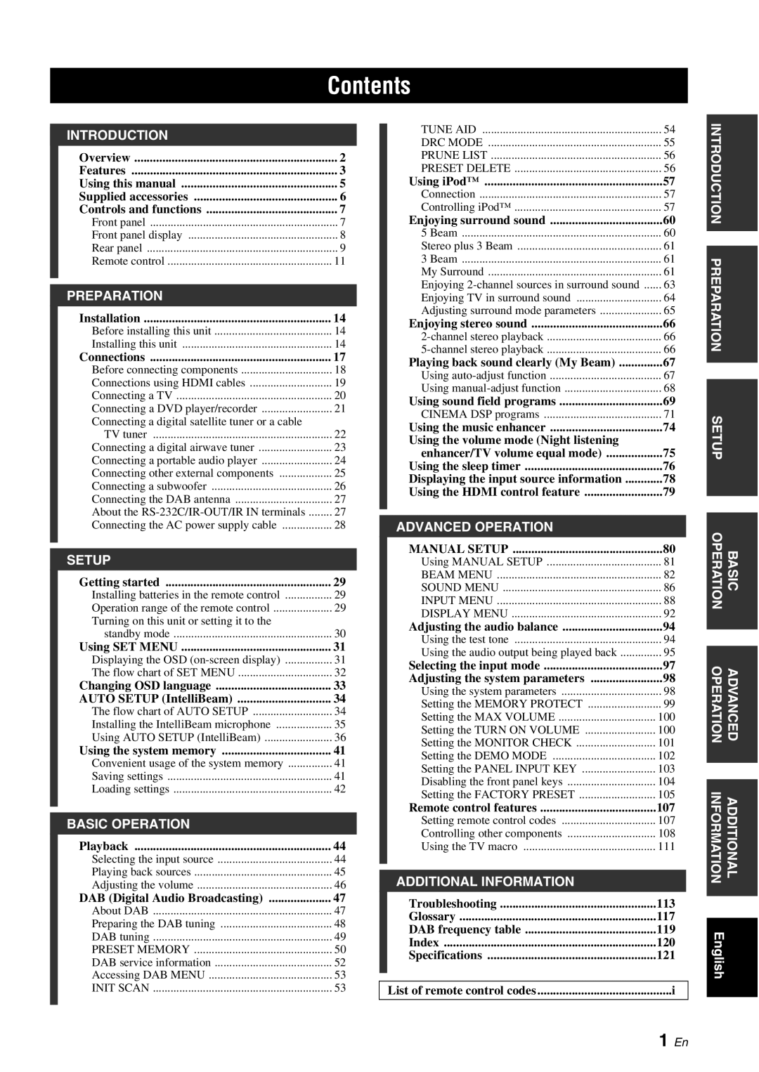 Yamaha YSP-40D owner manual Contents 