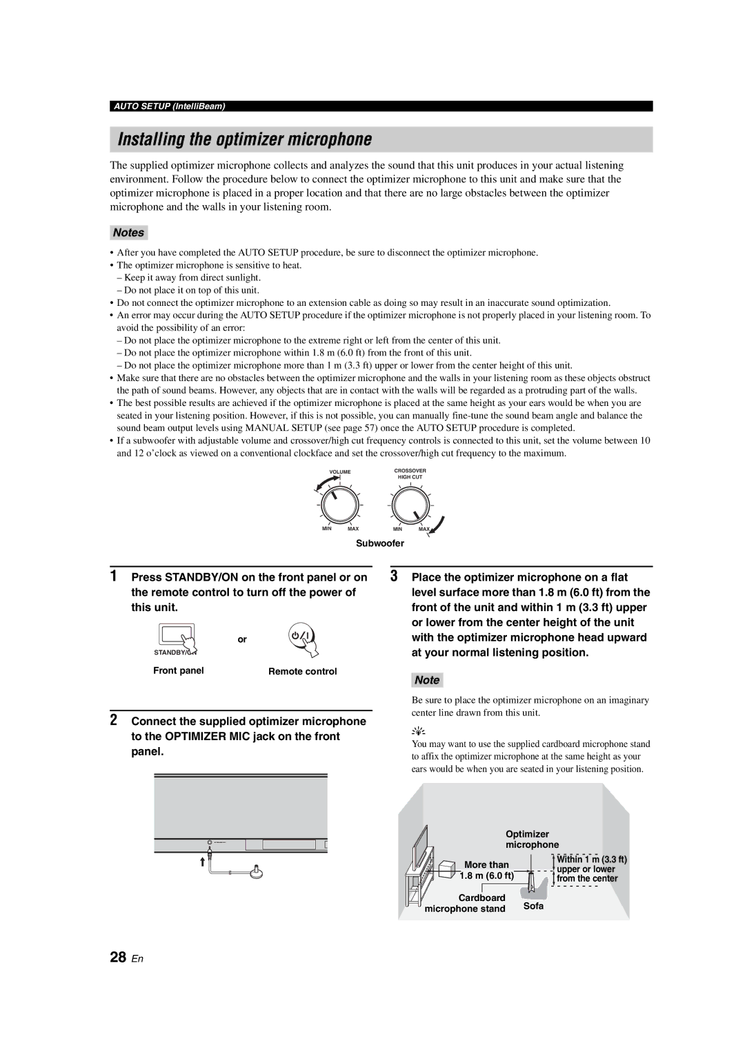 Yamaha YSP-900 owner manual Installing the optimizer microphone, 28 En 