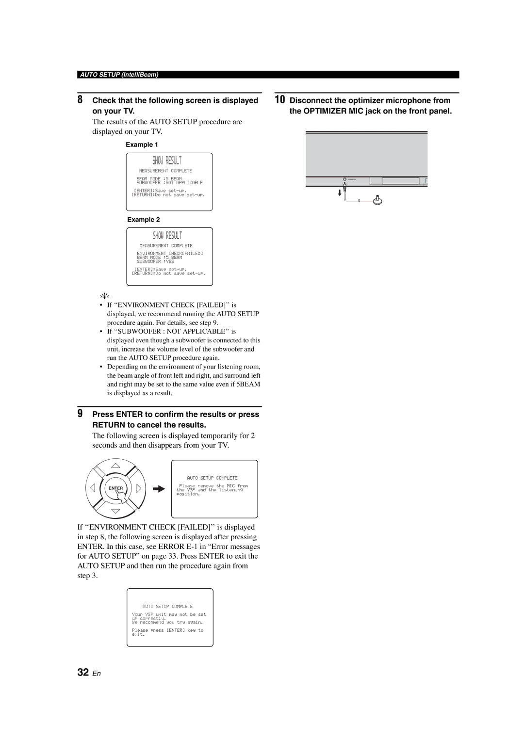 Yamaha YSP-900 owner manual Show Result, 32 En, Example 