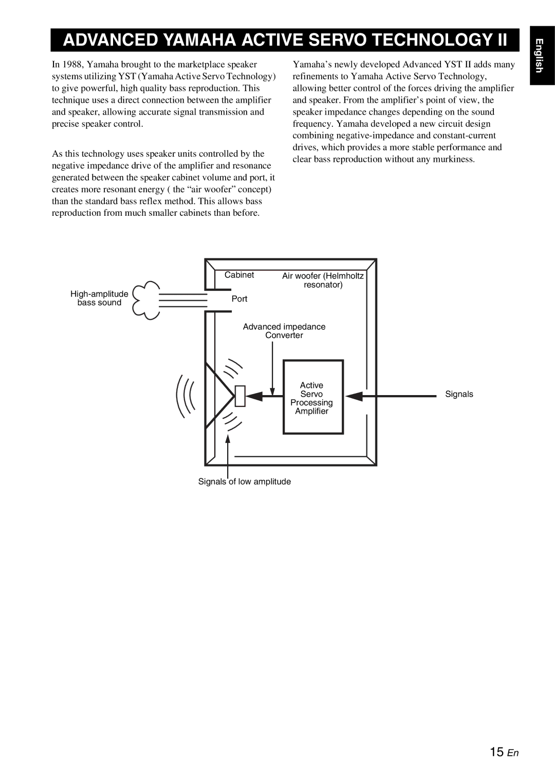 Yamaha YST-RSW300 owner manual Advanced Yamaha Active Servo Technology 