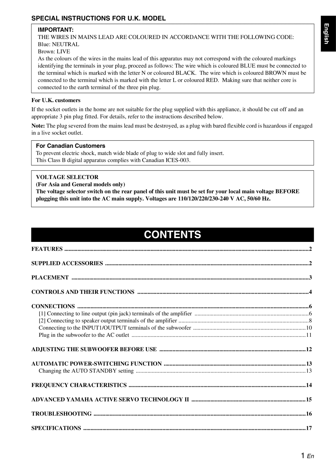 Yamaha YST-RSW300 owner manual Contents 