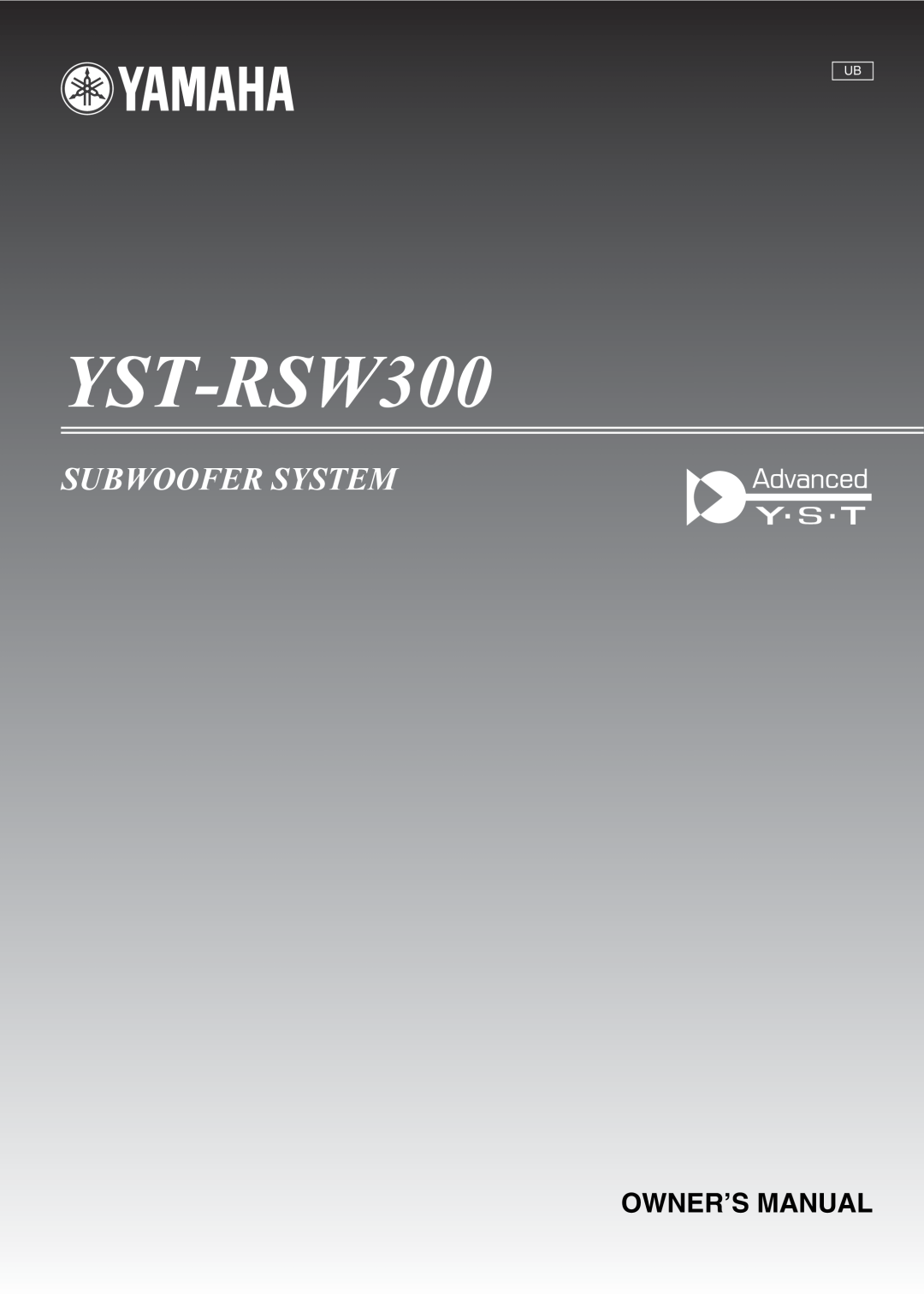 Yamaha YST-RSW300 owner manual Subwoofer System 