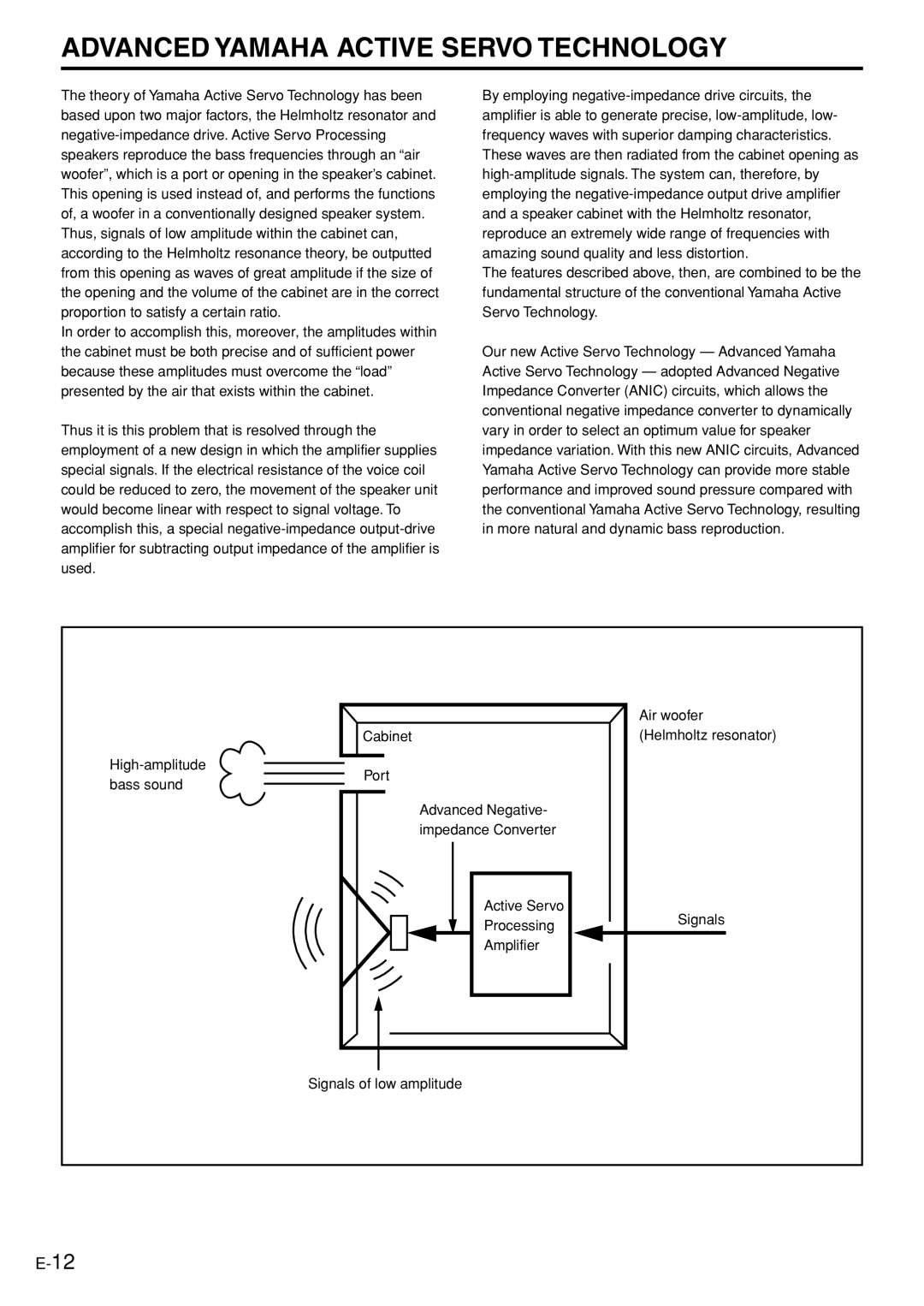 Yamaha YST-SW005 owner manual Advanced Yamaha Active Servo Technology 