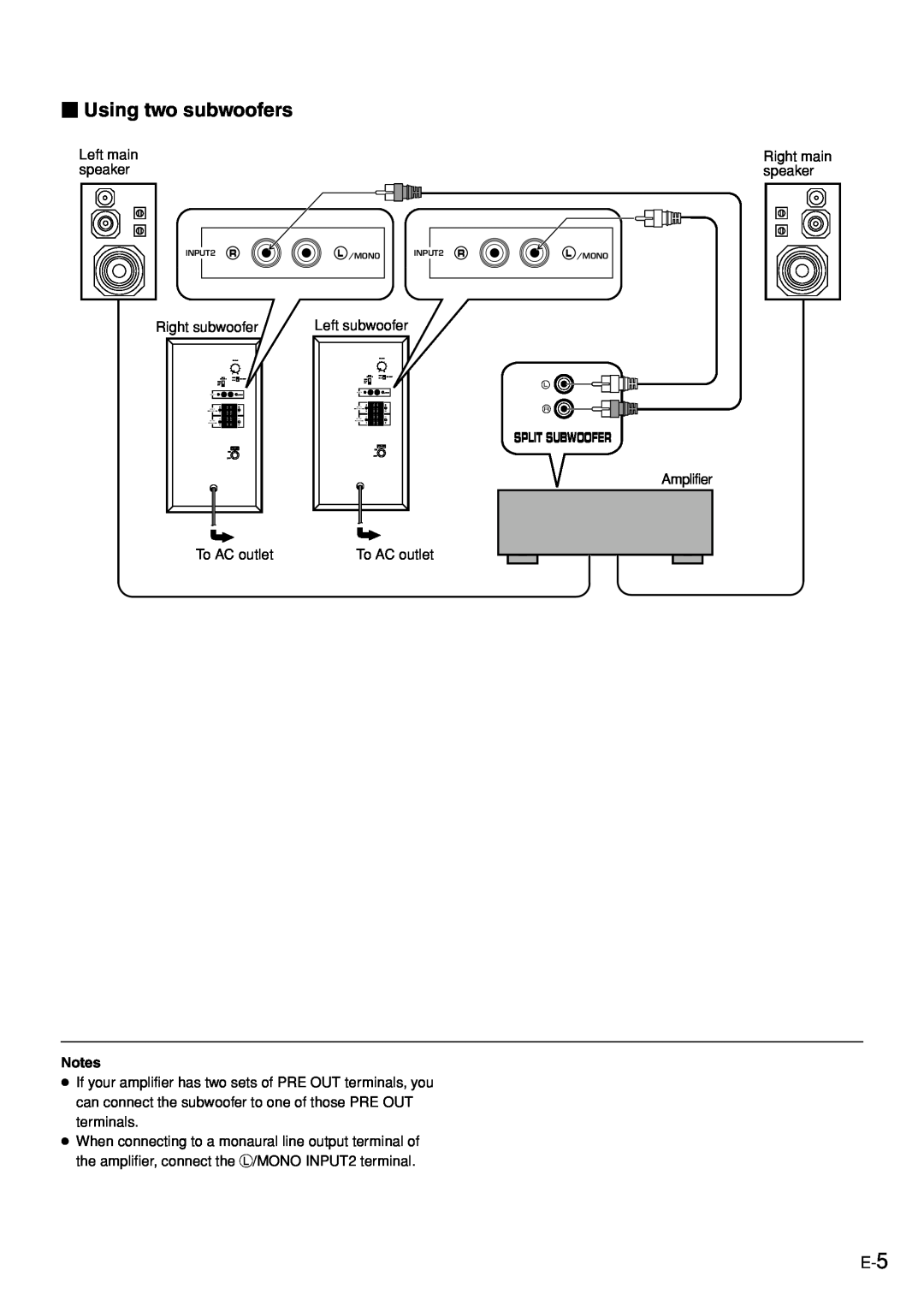Yamaha YST-SW005 owner manual Using two subwoofers 