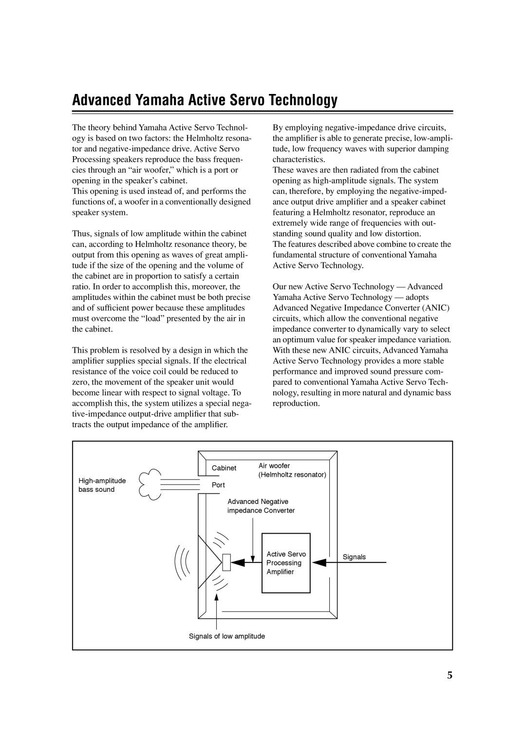 Yamaha YST-SW011 owner manual Advanced Yamaha Active Servo Technology 