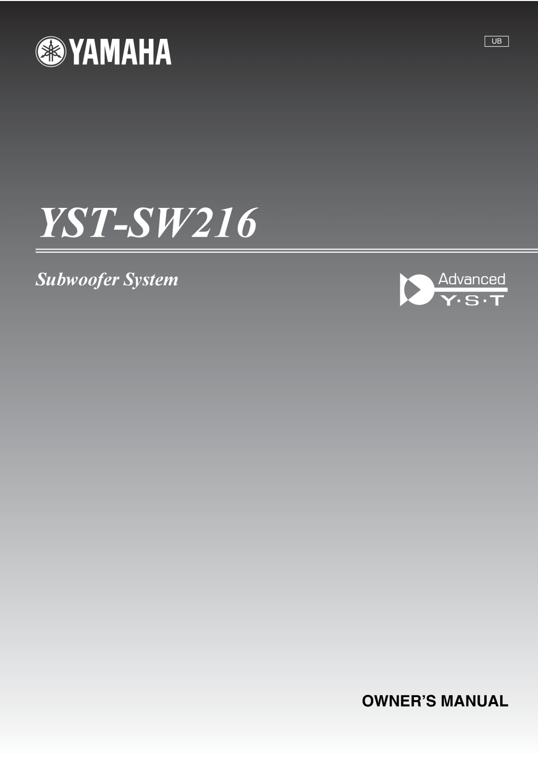 Yamaha YSTSW216BL owner manual YST-SW216, Subwoofer System 