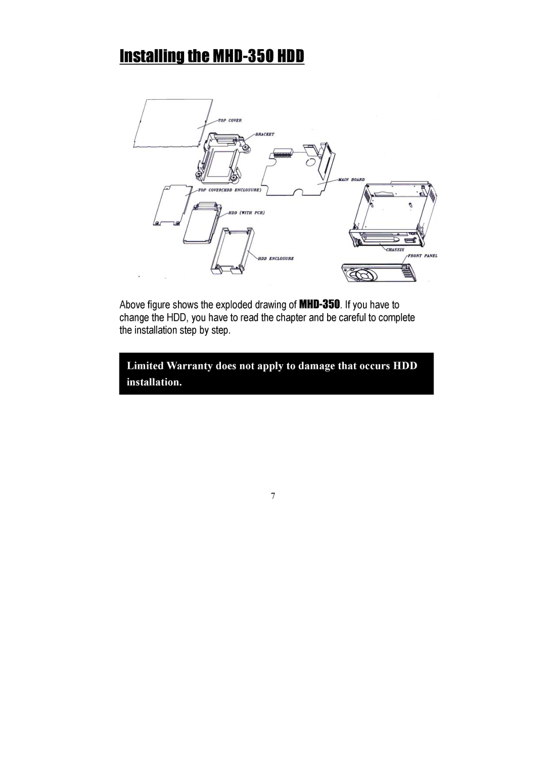 Yamakawa manual Installing the MHD-350 HDD 