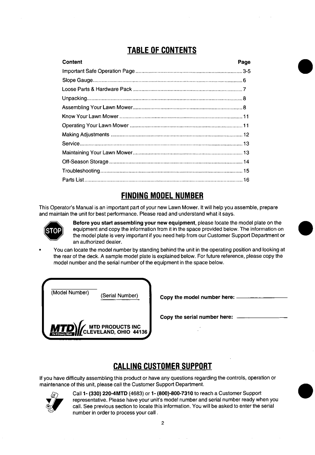 Yard Machines 060 Series manual 