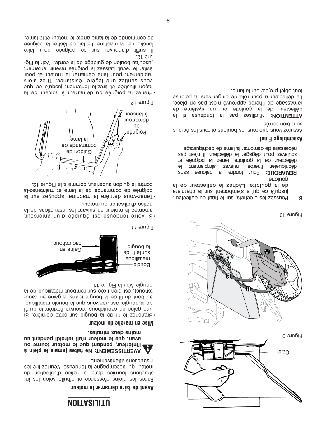 Yard Machines 070 Series manual Utilisation, Utesmin deux moins, Au dantpen refroidi n’ait moteur le que avant 