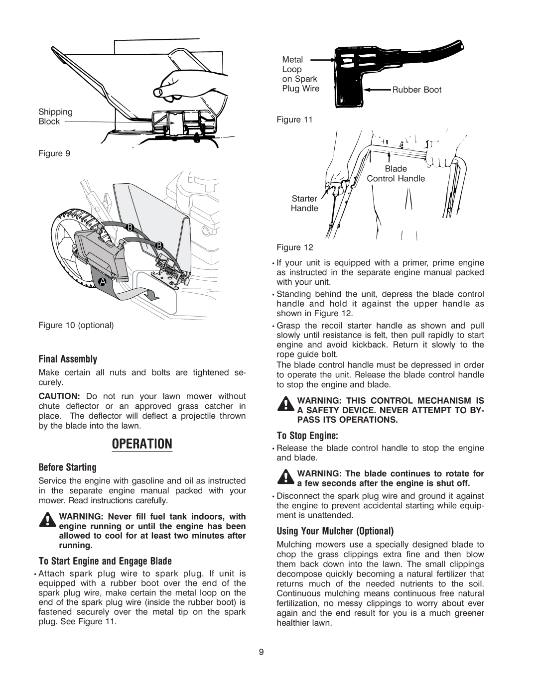 Yard Machines 070 Series manual Operation 