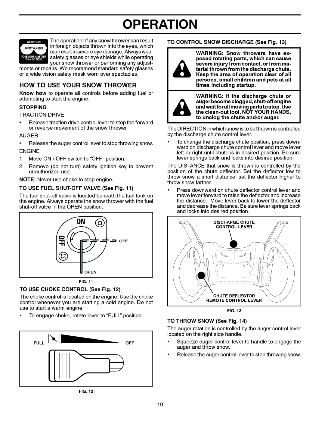 Yard Machines 12527SB manual HOW to USE Your Snow Thrower, Stopping 