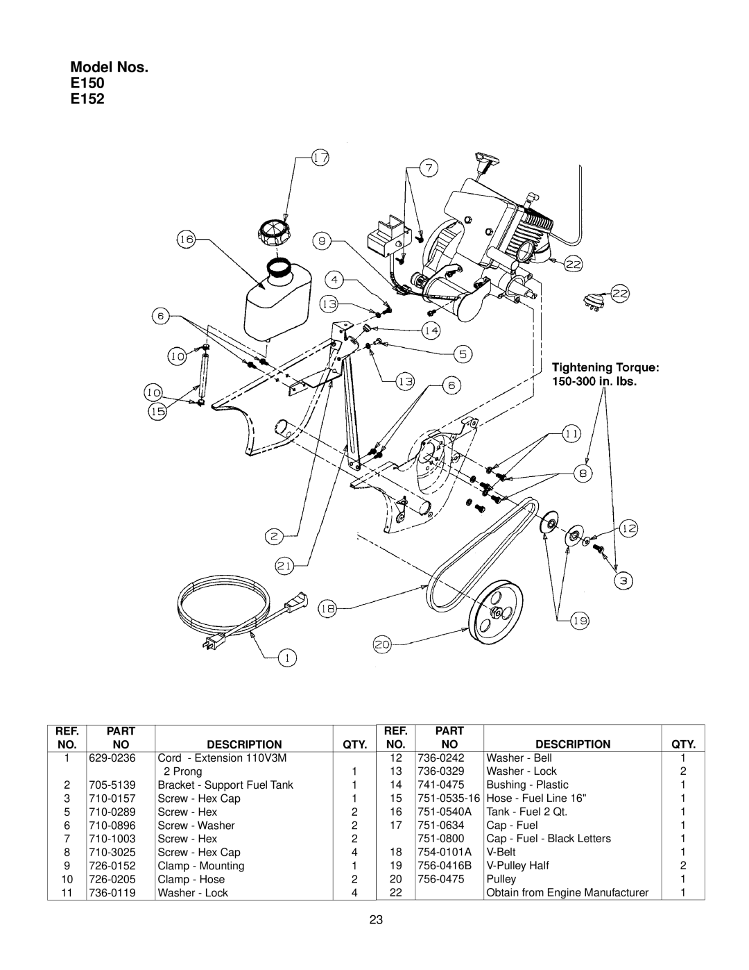 Yard Machines 140, 152 manual Bracket Support Fuel Tank 741-0475 Bushing Plastic 