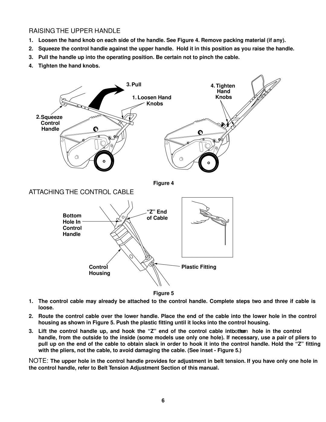 Yard Machines 152, 140 manual Raising the Upper Handle, Attaching the Control Cable 