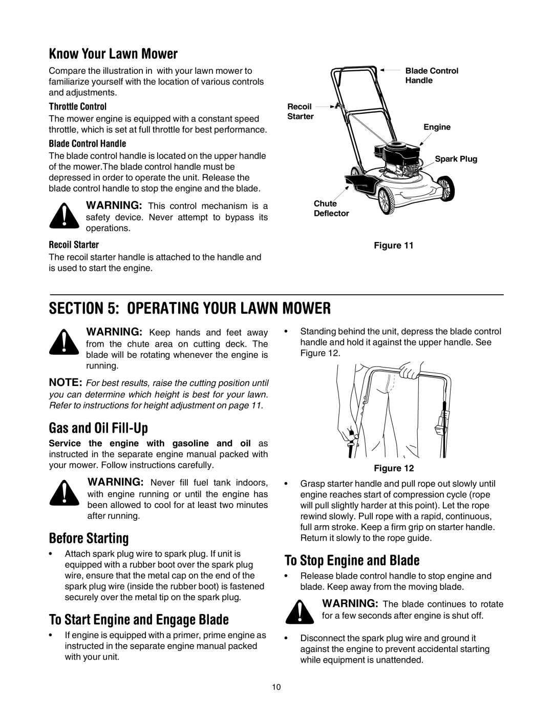 Yard Machines 20 manual Operating Your Lawn Mower 