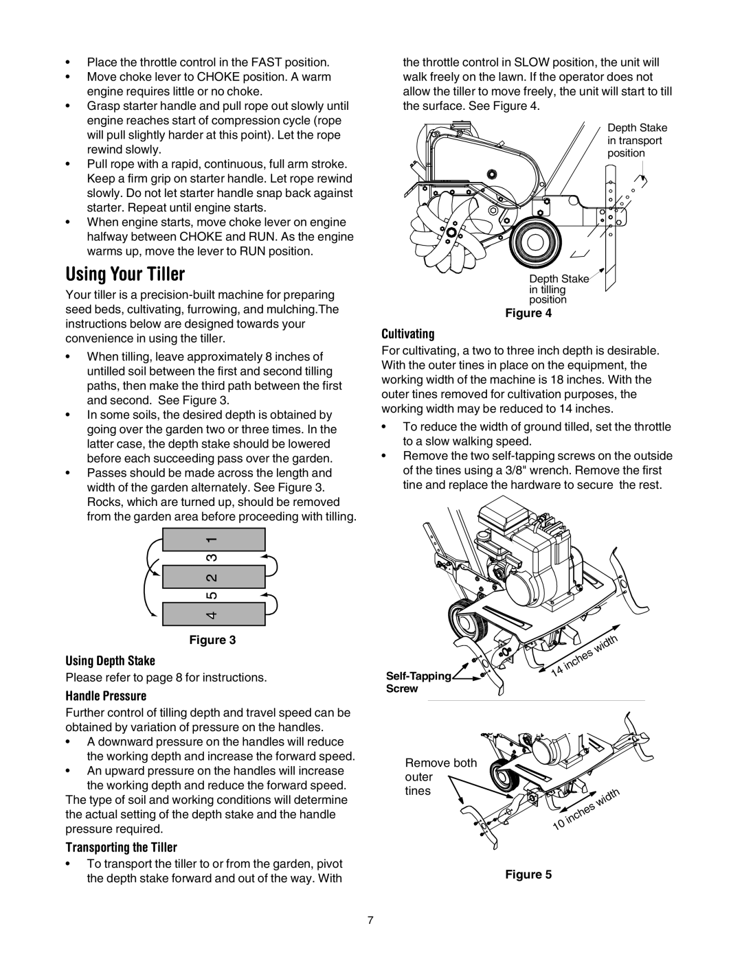 Yard Machines 30 manual Using Your Tiller, Cultivating 