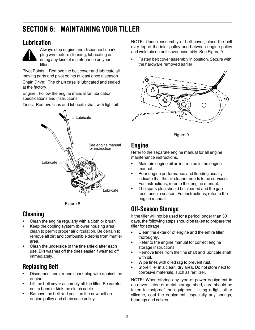 Yard Machines 30 manual Maintaining Your Tiller 