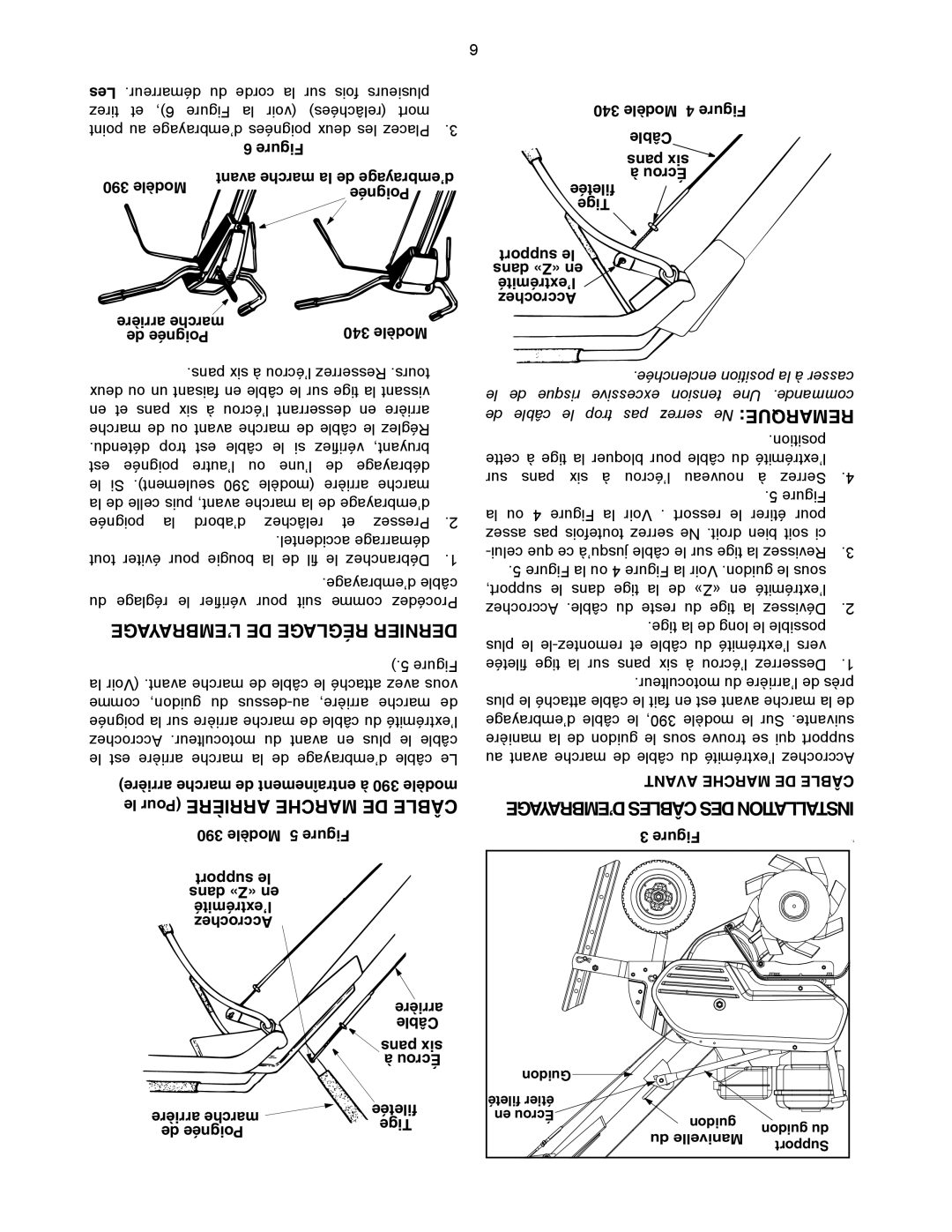 Yard Machines 300 manual ’EMBRAYAGE DE Réglage Dernier 