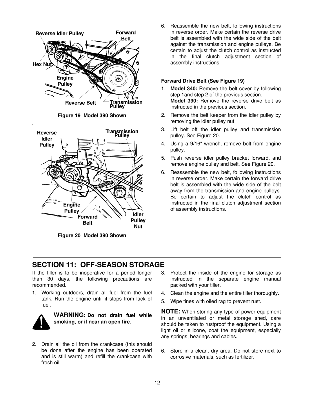 Yard Machines 340 Thru 390 manual OFF-SEASON Storage 