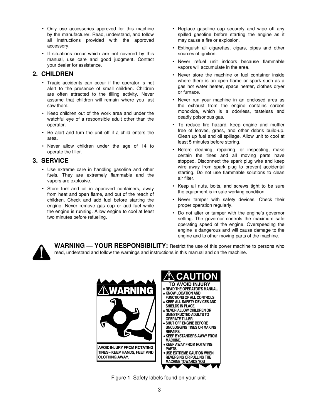 Yard Machines 340 Thru 390 manual Children, Service 