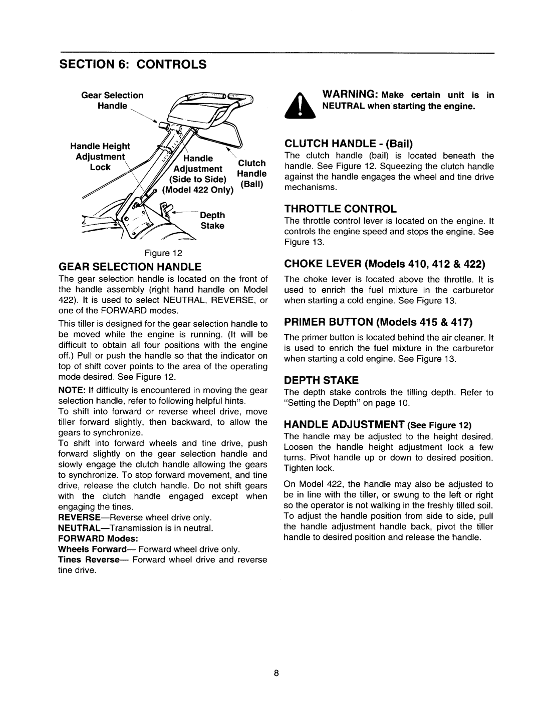 Yard Machines 410-422 manual 